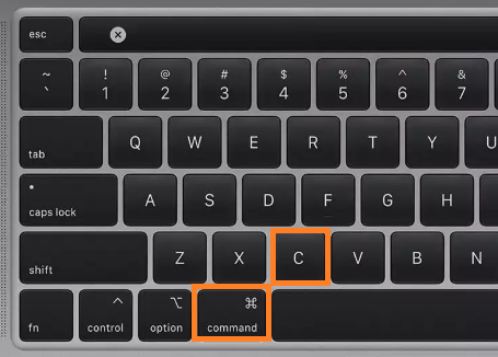macOS Copy Keyboard Shortcut Command plus C Key